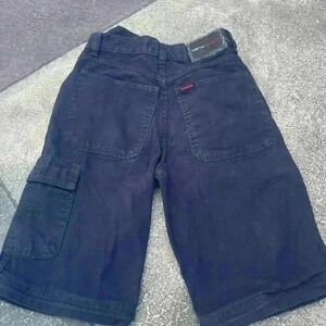Vintage Y2K Fubu Denim Shorts SZ 14 High Rise DARK WASH Cargo Shorts Grunge Goth